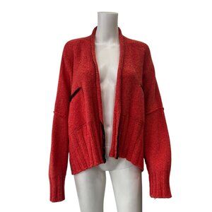 $840 NWT Red Orange Knit Open Cardigan Sweater One Size